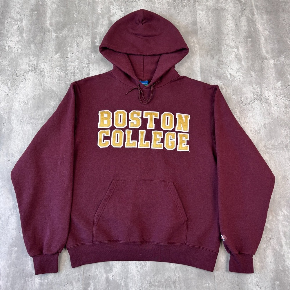 Vintage Champion Boston College Eagles Hoodie Mens M Maroon Spellout Pullover